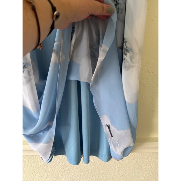 Calvin Klein Womens Sheer Floral Sleeveless Mini Dress Size 6P Blue & White - Picture 10 of 10